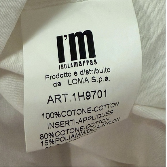 Isola Marras White Striped Tie Top Drop Sleeve Top Size 40 100% Cotton Blouse - Picture 7 of 7